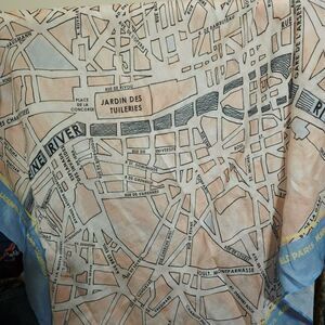 Karl Lagerfeld Paris Silk Blend Scarf Paris CityMap Print Blue Pink Square Large
